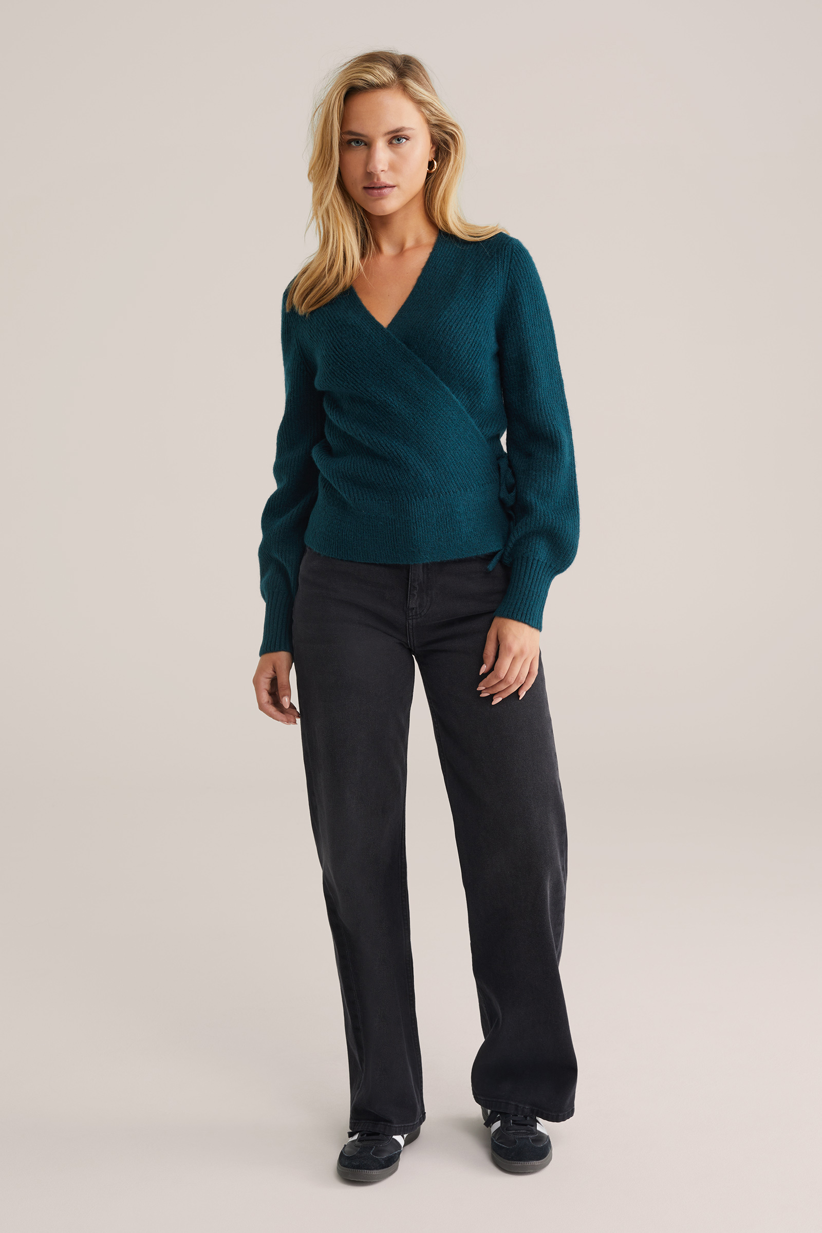 Dames omslagvest met structuur