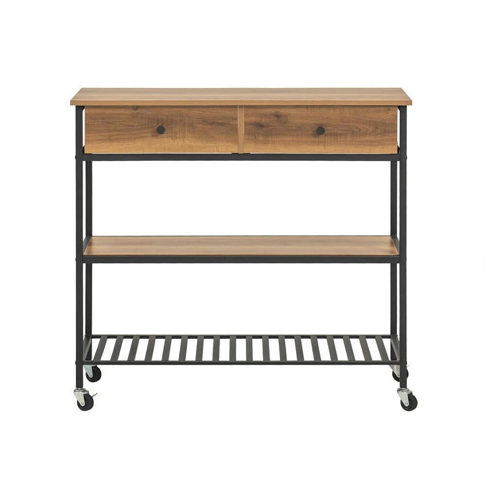 - Desserte en bois à roulettes 2 tiroirs