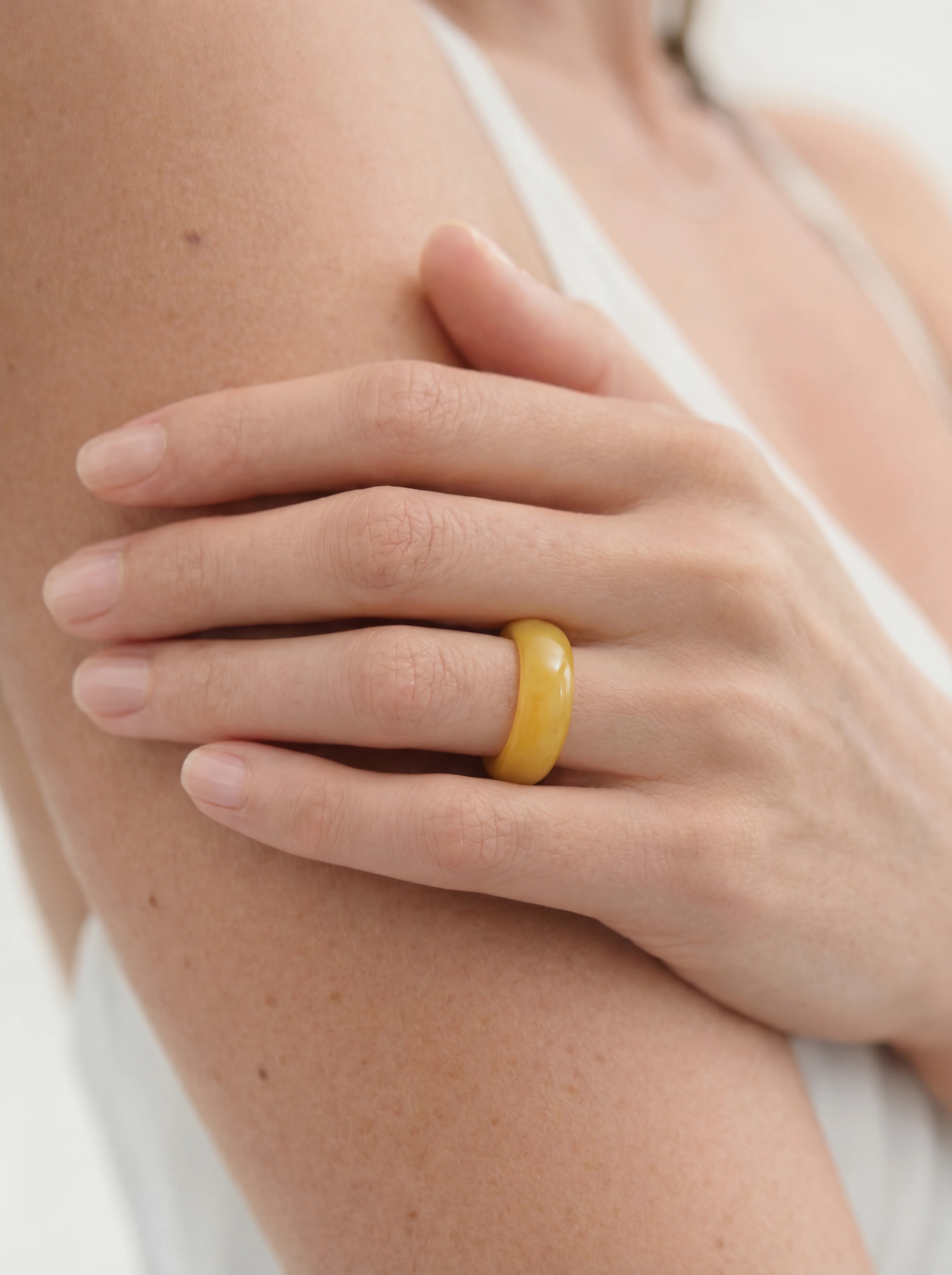 Carrie — Yellow Jade Ring