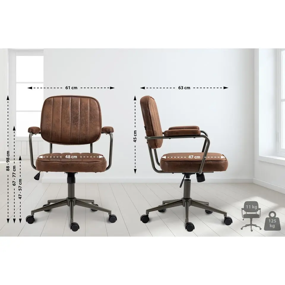 CLP Bureaustoel Natrona zwart Frame - Kunstleer - cognac