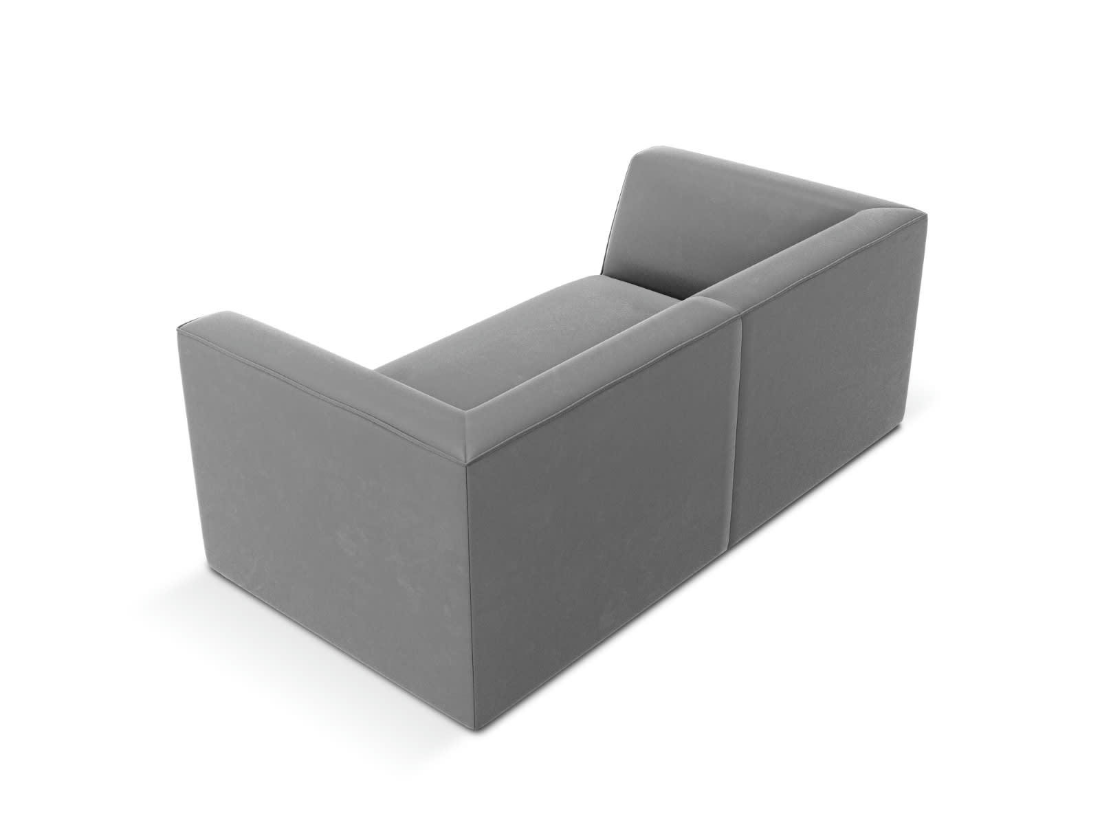 RUBY - Canapé 2 places en tissu velours gris