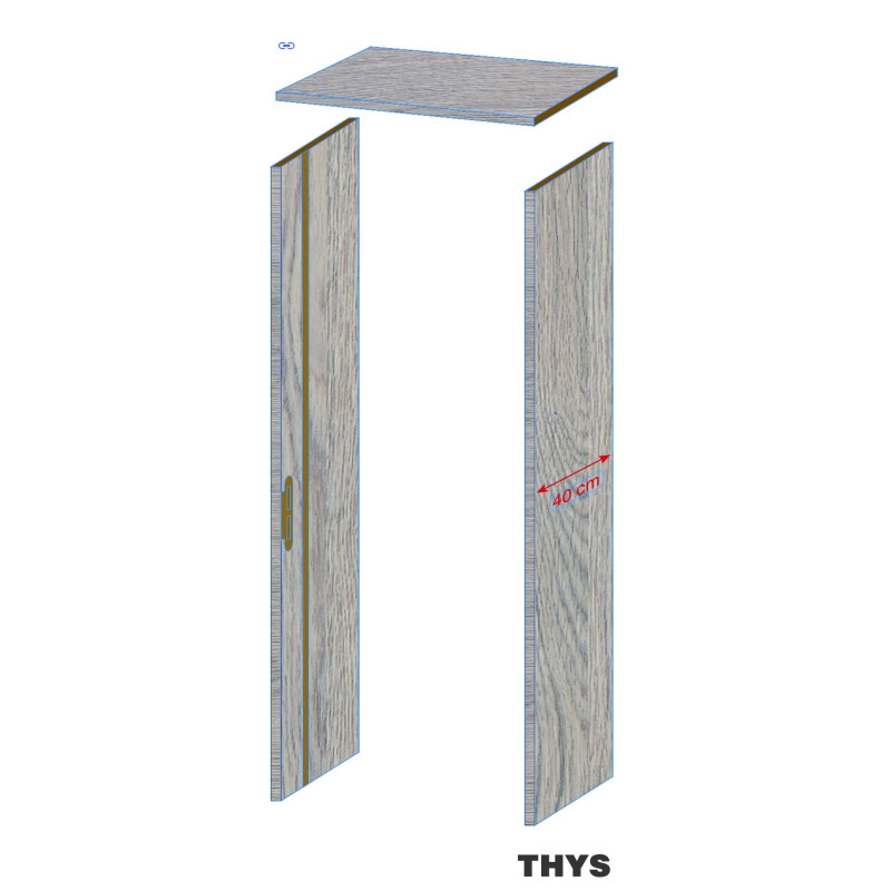 Ebrasement 40 cm pour porte coupe-feu 30 min S63 Laminado 231,5 cm 1 point Chêne gris THYS