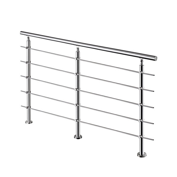 Kit garde-corps 5 barres rondes 2.2m Acier Inox 201 Argent - Installation verticale - Usage intérieur et extérieur