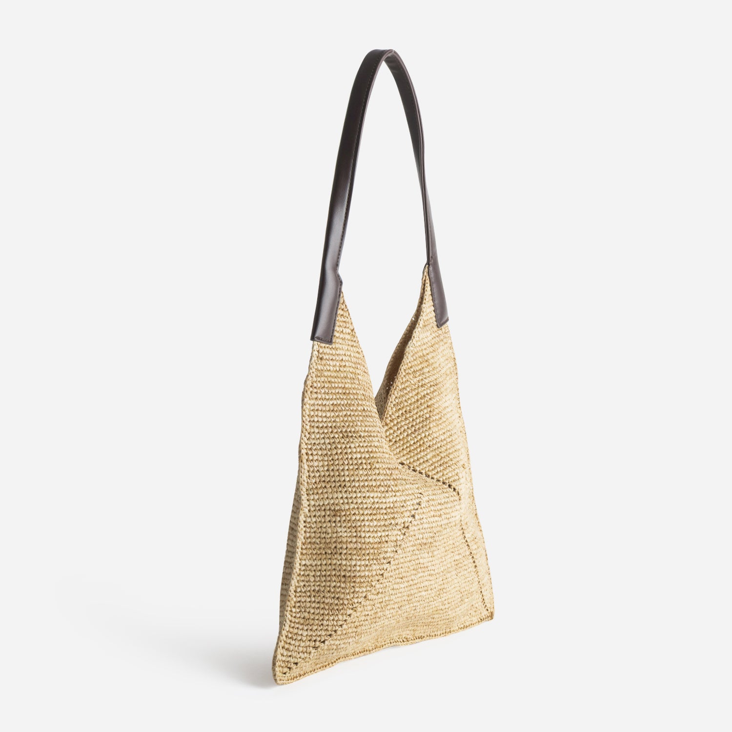 Sac Hobo beige paille tressée