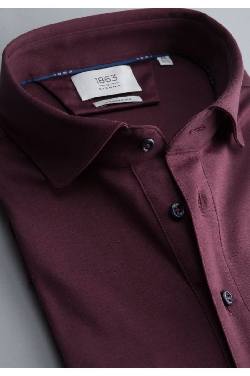 ETERNA 1863 Modern Fit Longsleeve Poloshirt dunkelrot, Einfarbig