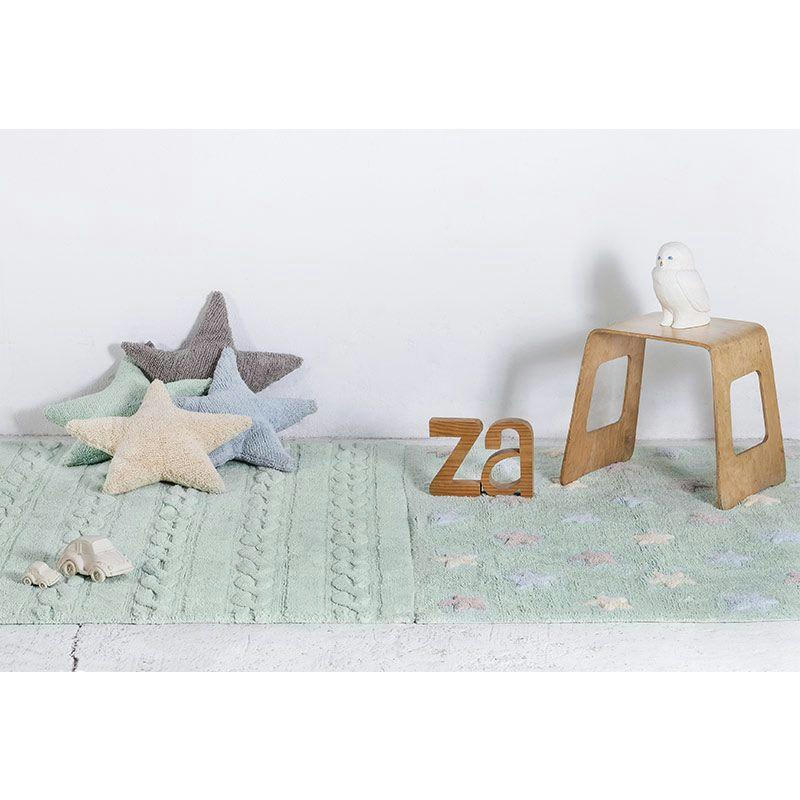 PETITES ÉTOILES - Tapis coton vert motif petites étoiles 120x160