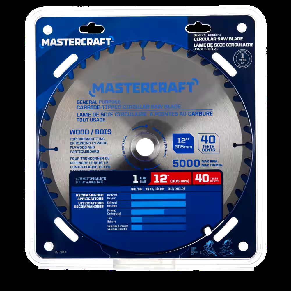 Mastercraft 12-in 40T Carbide Tipped Circular Saw Blade for Wood