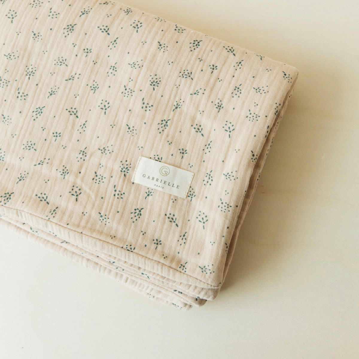 GREEN & KIDS - Couverture légère en gaze de coton bio à motifs beige