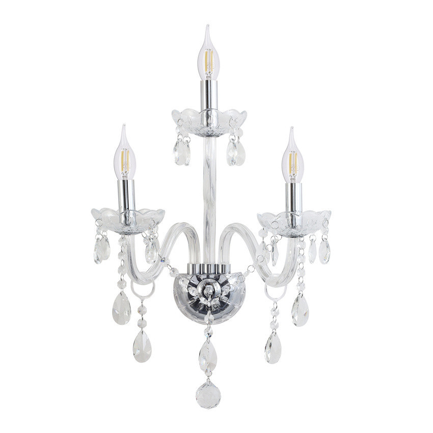 Kinkiet srebrny Cristallo 3xE14x40W wym:55x38x21cm IP20 Candellux