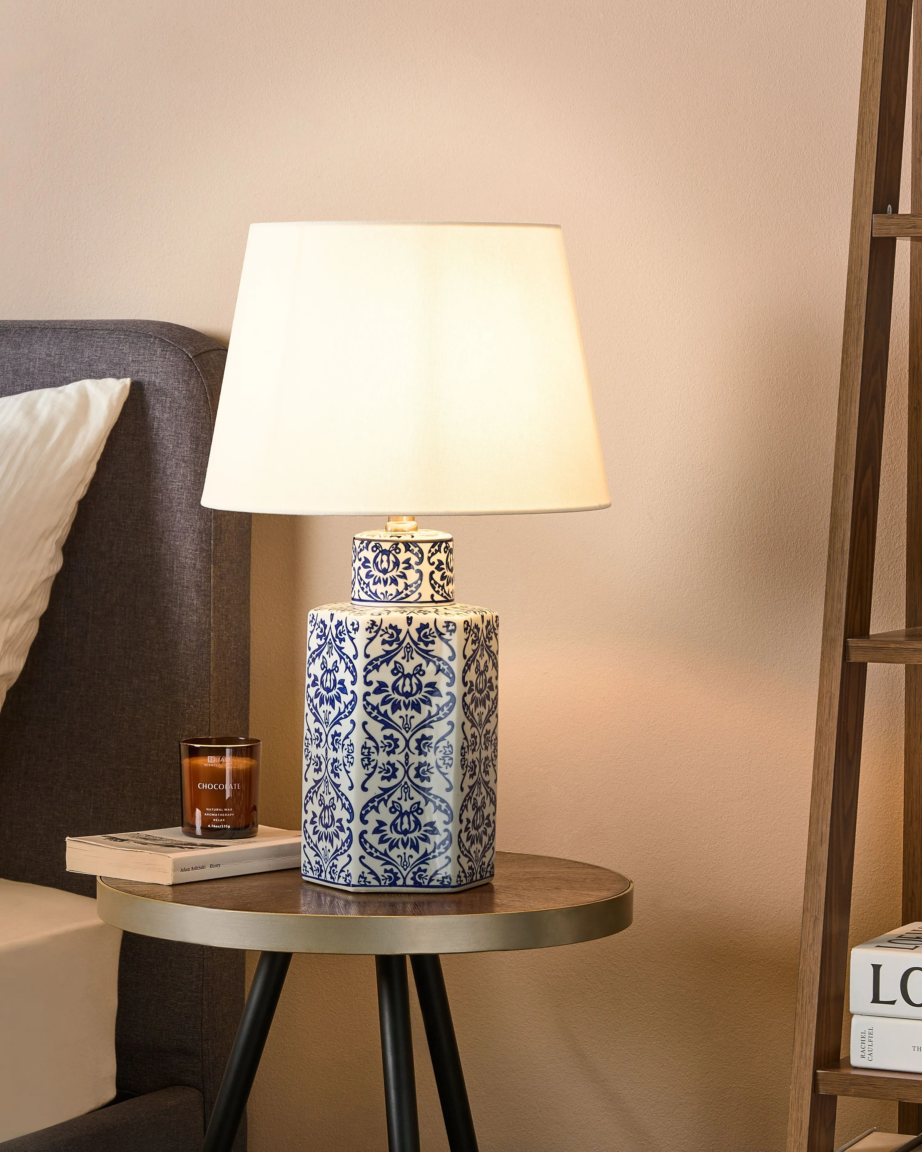 Table Lamp MARCELIN Porcelain White/ Blue