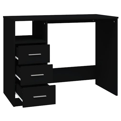 NNEVL Desk with Drawers Black 102x50x76 cm Engineered Wood
