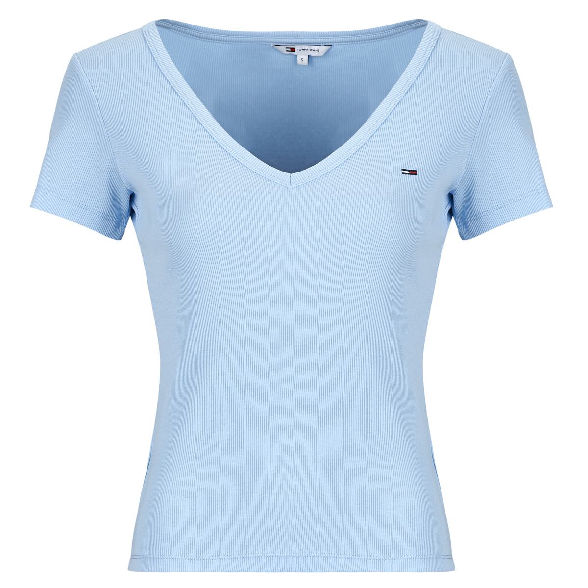 Tommy Jeans - TJW SLIM ESSENTIAL RIB V SS - Blue