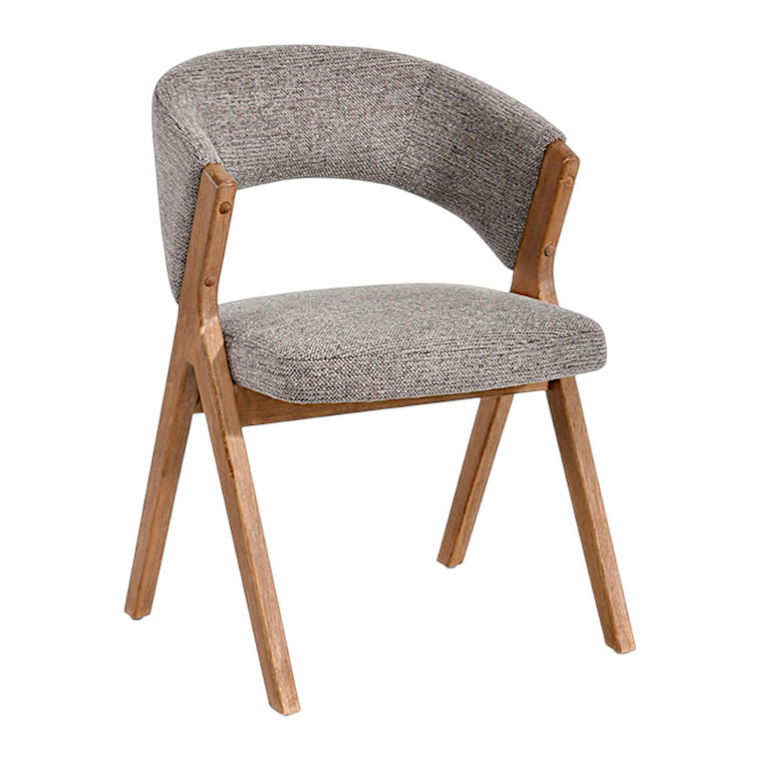 Chaise taupe bois et tissu, forme ronde (lot de 2) AGADE
