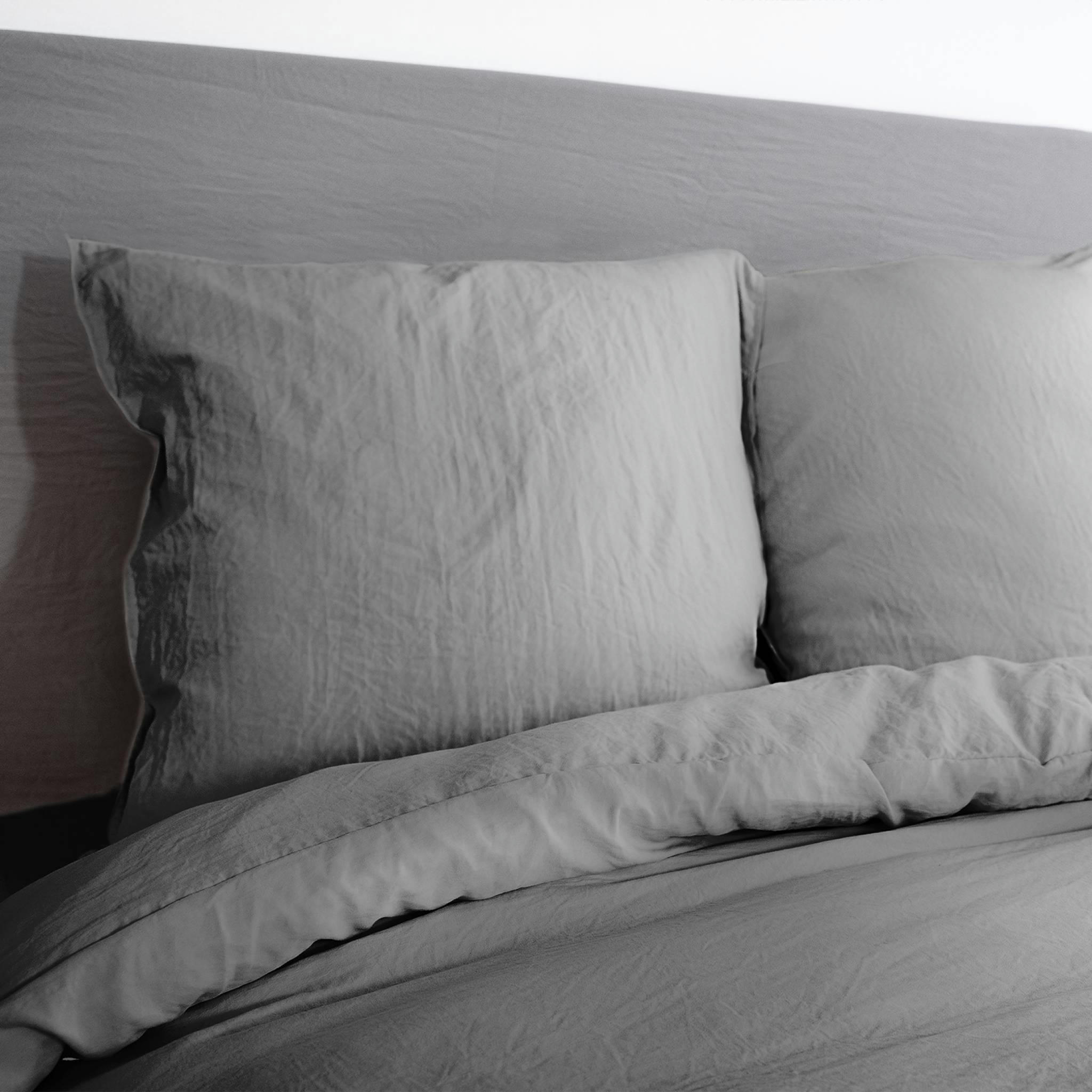 LUNA - Parure de lit microfibre anthracite 260 x 240cm