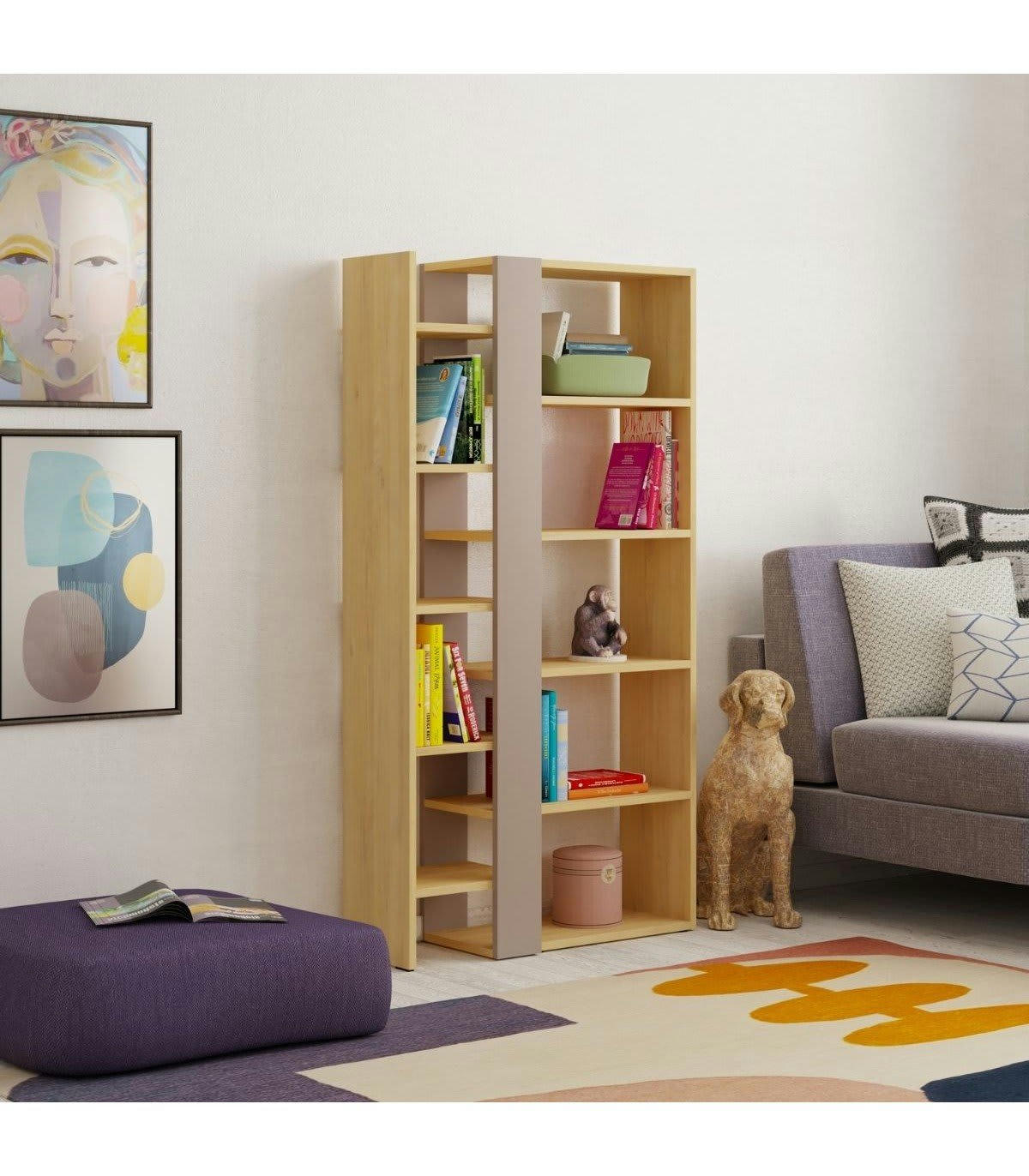 AXEL - Étagère 9 tablettes - Effet bois - L80 x H152 cm