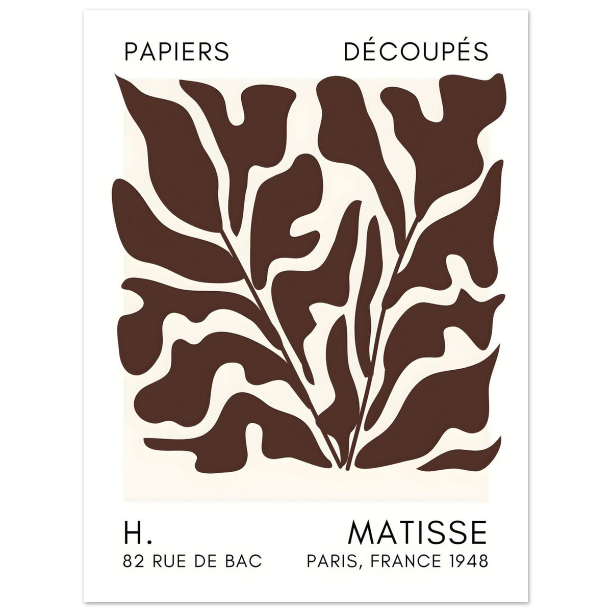 Artfulprints Poster Matisse – Seabed shapes brown  - 30x40 cm - Bruin
