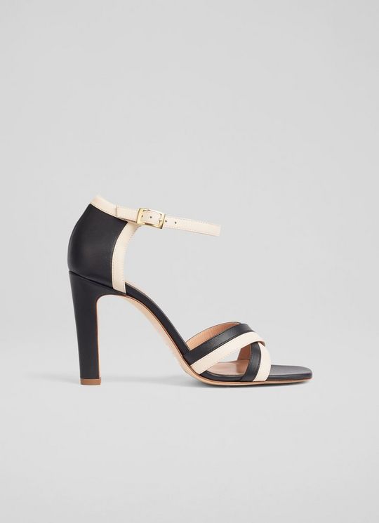 Lennon Black & White Nappa Leather Colour Block Sandals