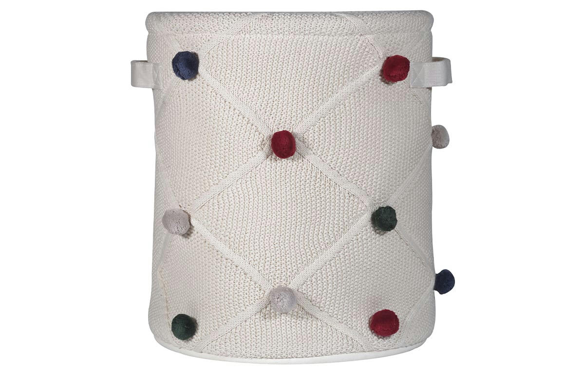 - Panier de rangement avec pompons en coton certifié