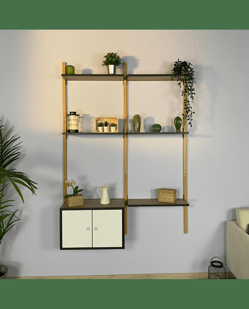 KALIBOIS - Étagère de Rangement, pour Salon, 178 x 128 x 35 cm en hêtre massif