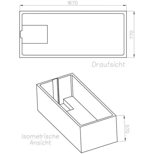 Wannenträger »Korfu«, BxHxL: 77 x 57 x 167 cm, weiß