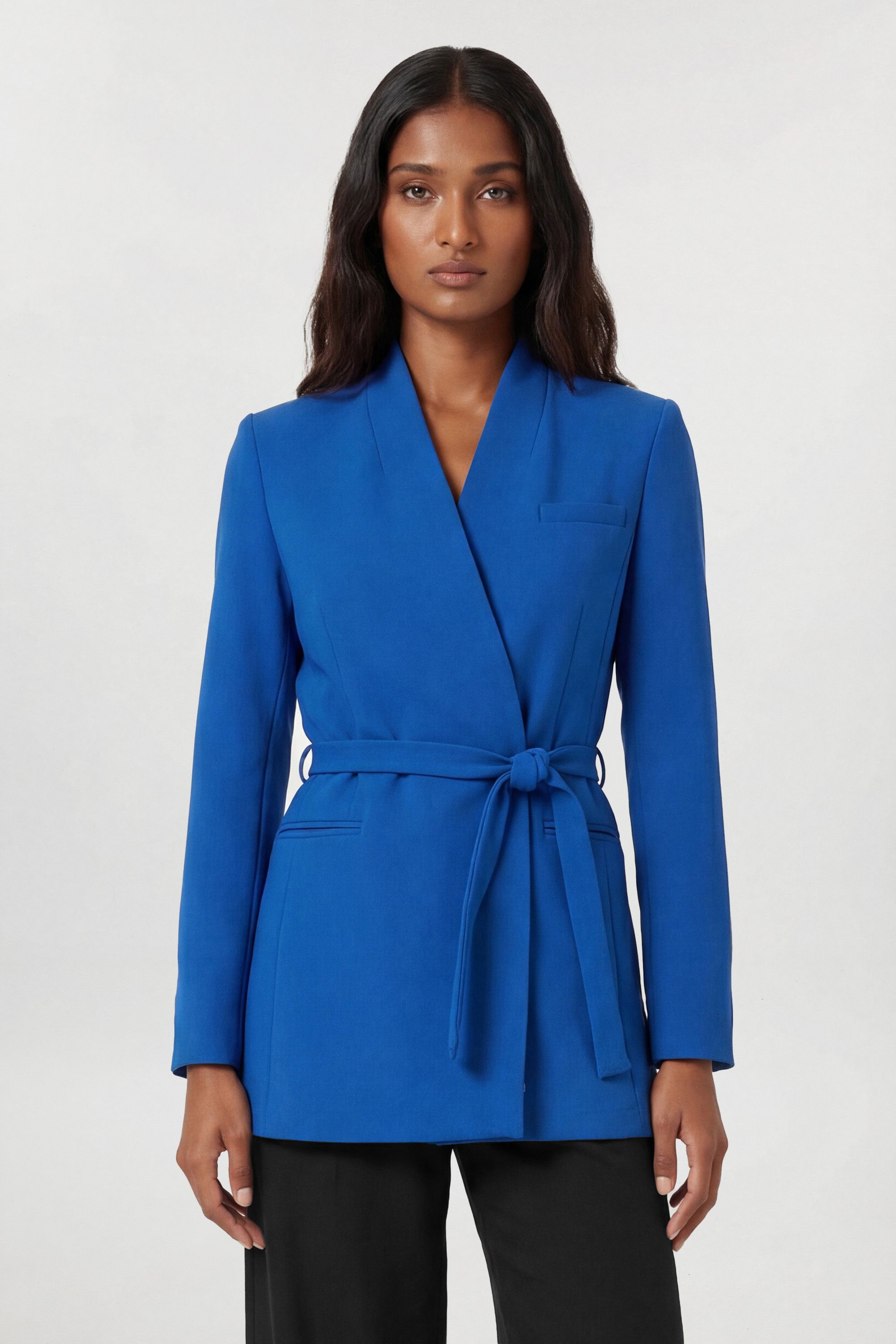 KarenMillen Tailored Collarless Belted Blazer