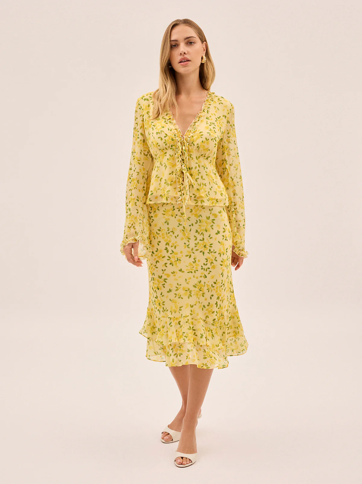Marcia Butter Petal Print Top