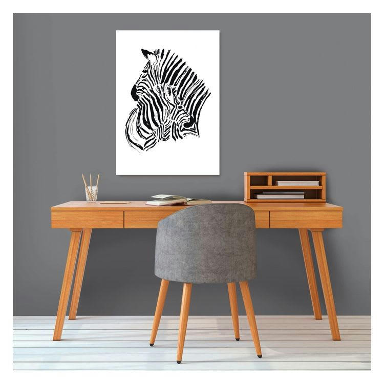 2 ZÈBRES - Poster en papier noir et blanc 50x70 cm