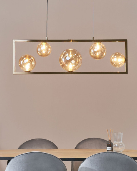 Lampa wisząca 5 żarówek metalowa mosiężna