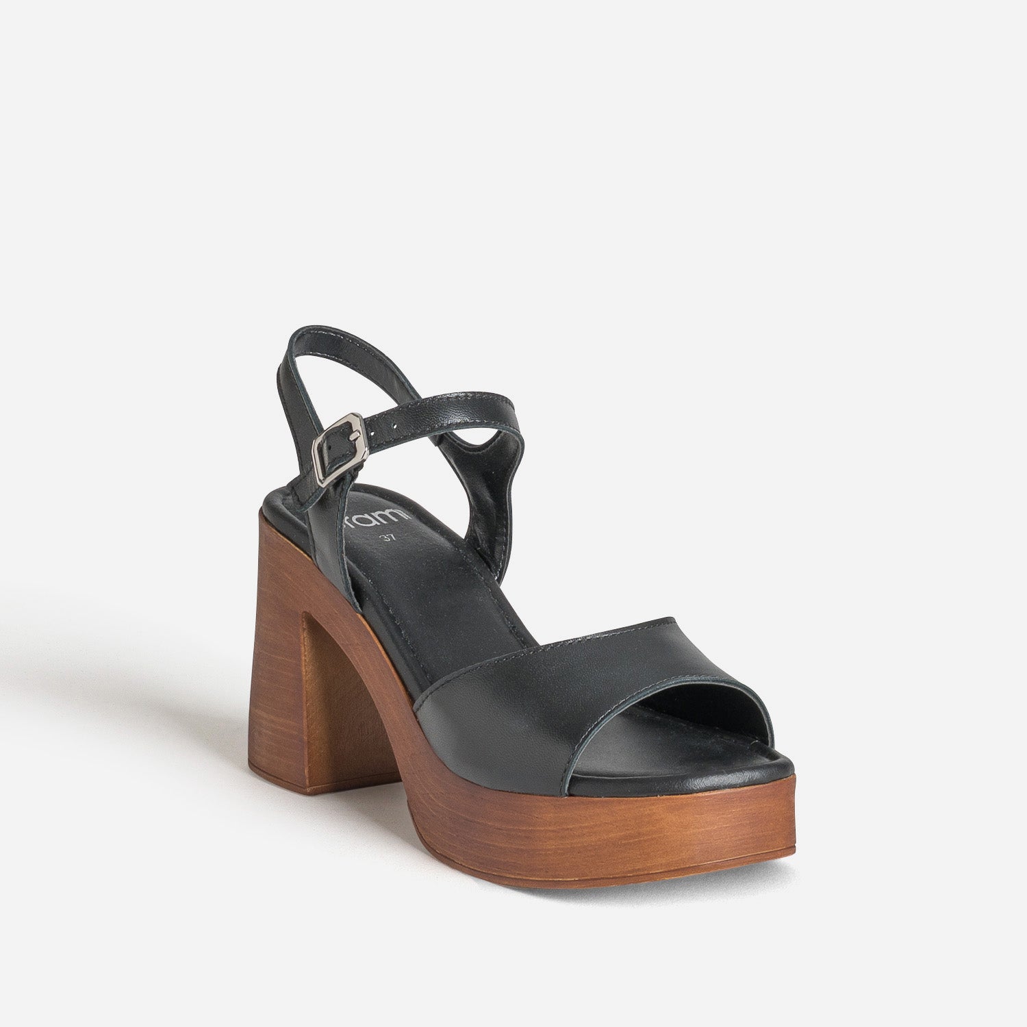 Sandale noire cuir à talon