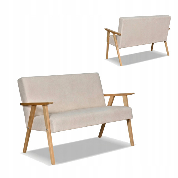 Sofa w stylu PRL retro vintage SOLER Family Meble beżowy welur Hunter