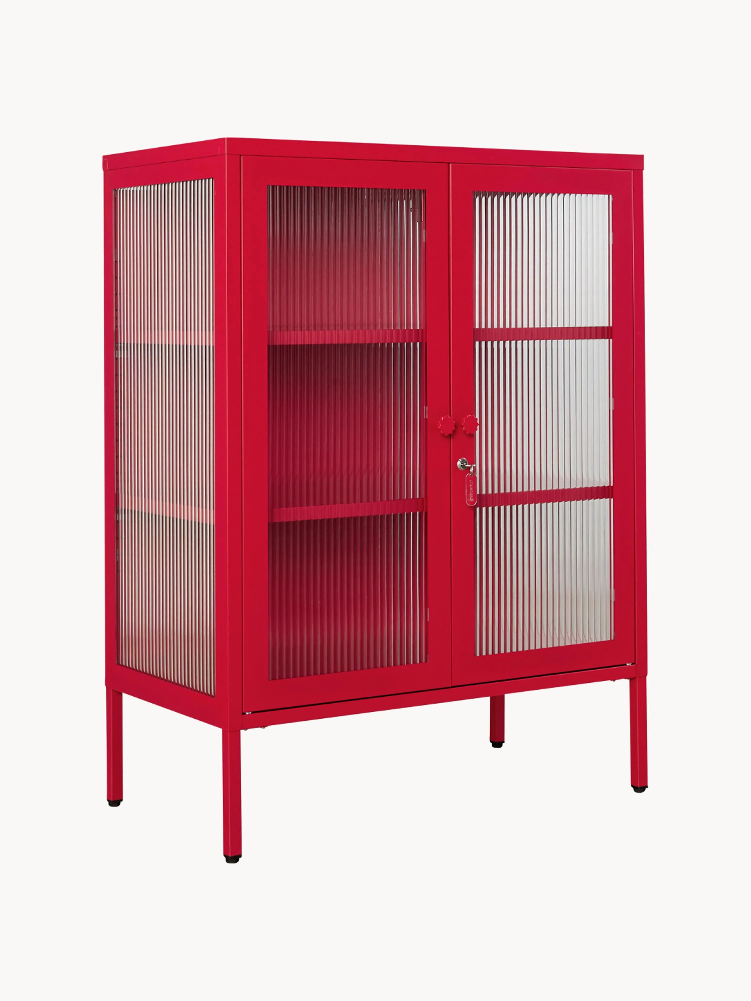 Metall-Vitrine The Mixer mit geriffeltem Glas