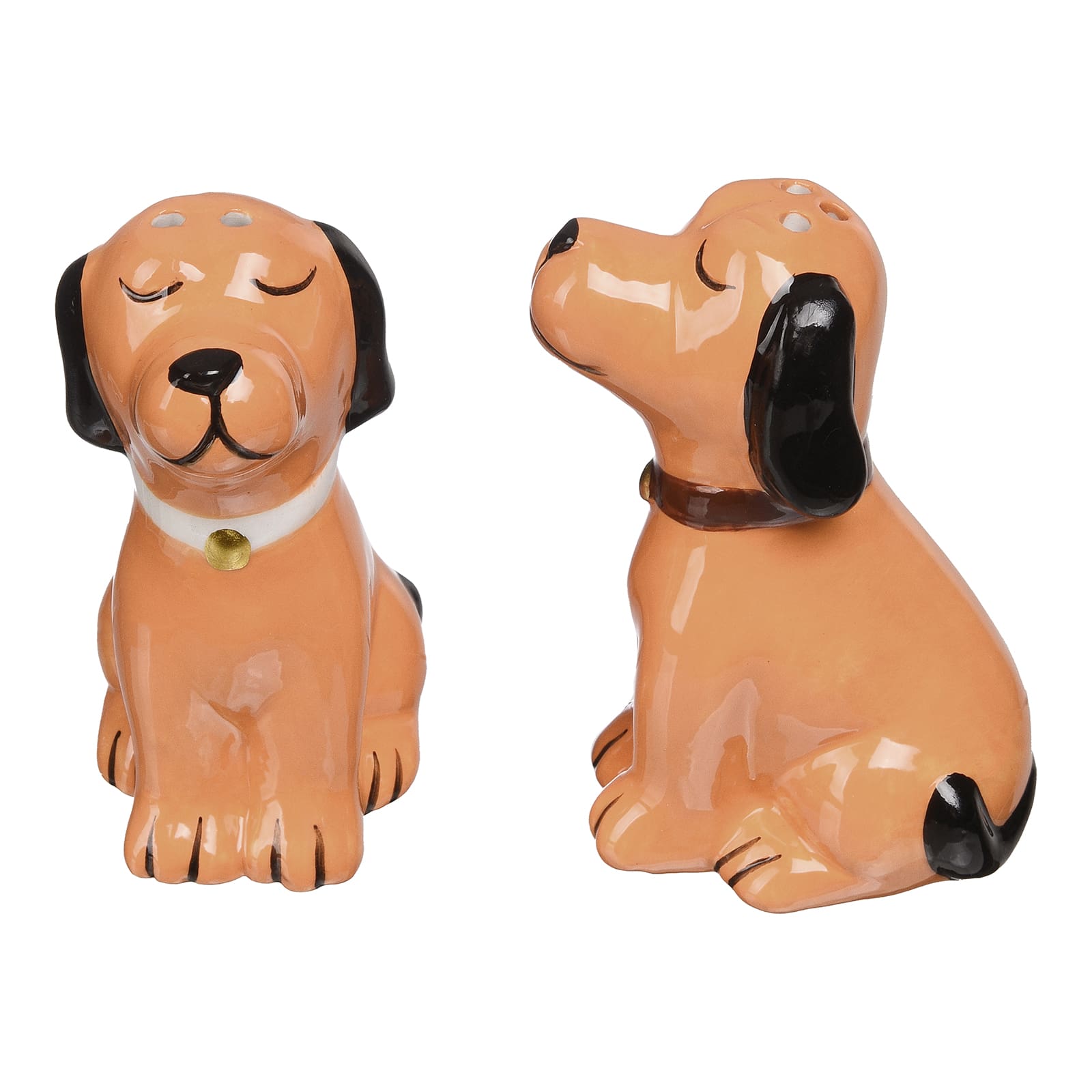 Salz- & Pfefferstreuer-Set Hunde Braun, ⌀ 5 cm, H 80 mm, 2 Stück