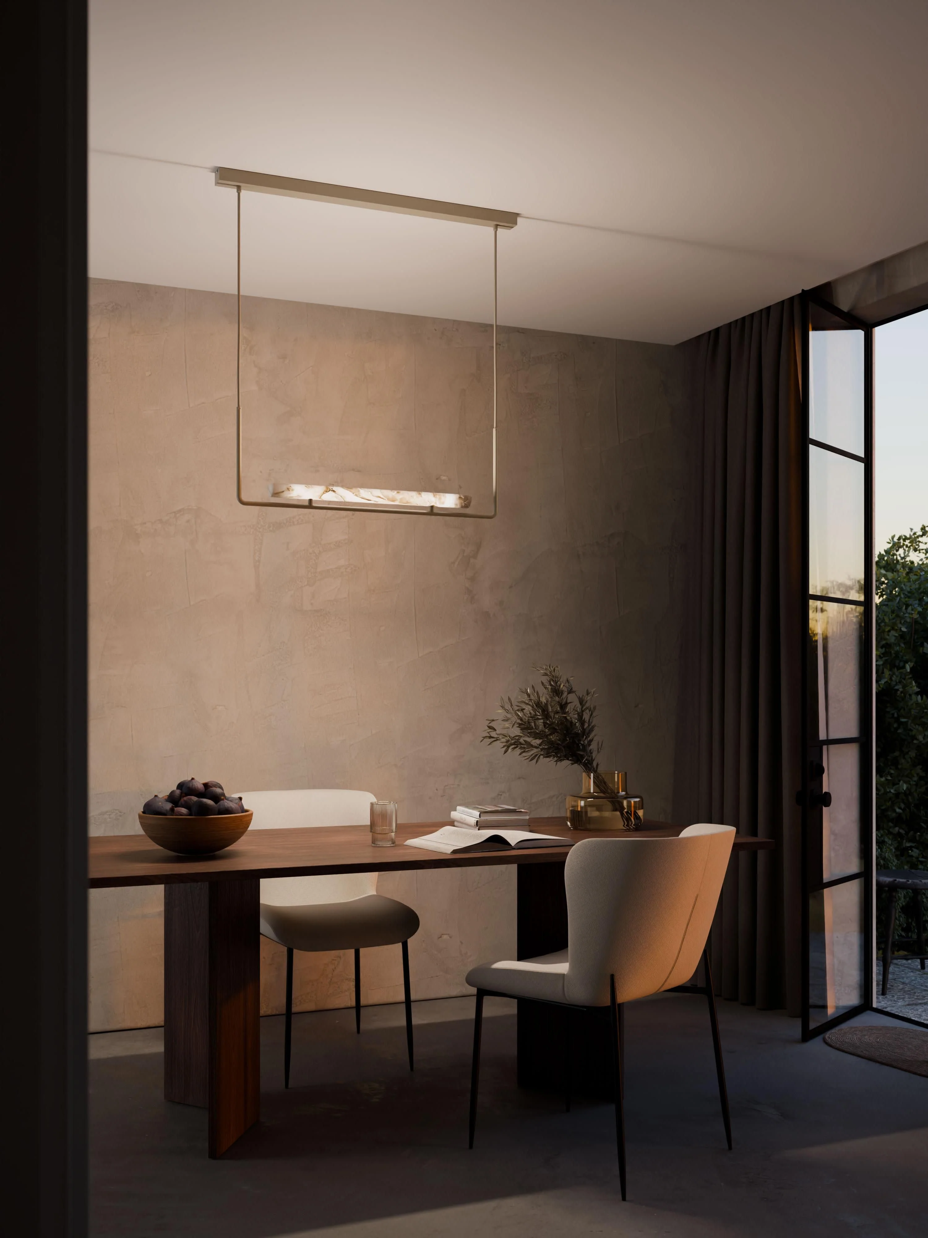 Große LED-Pendelleuchte Alena aus Alabaster