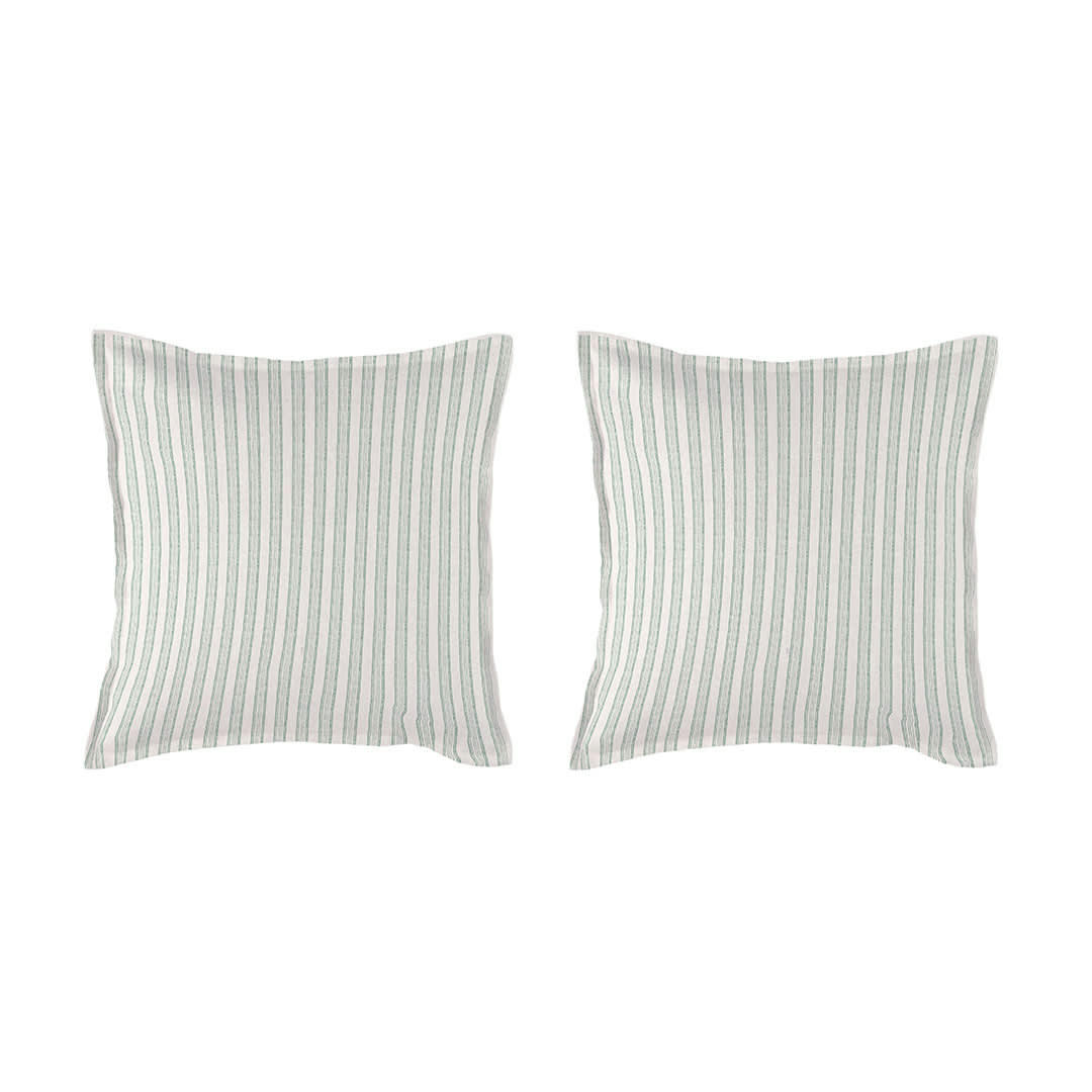 FA KERALA - 2 Taies d'oreiller en percale de coton organic 50x50+2,5 cm vert clair