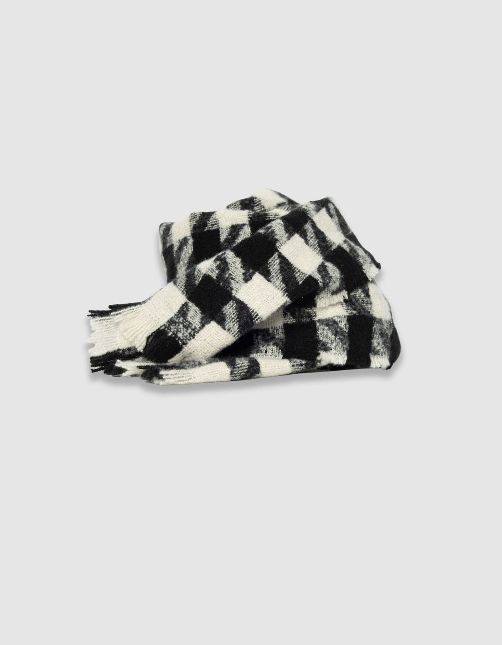 Echarpe noire motif pied-de-poule Femme