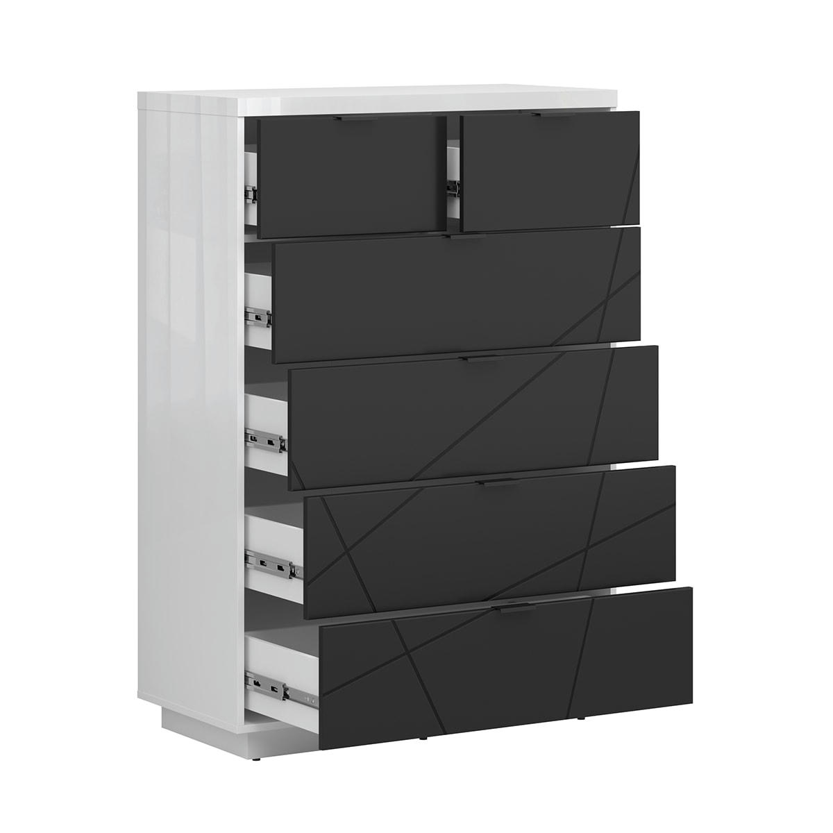 - Commode 6 tiroirs noir et blanc