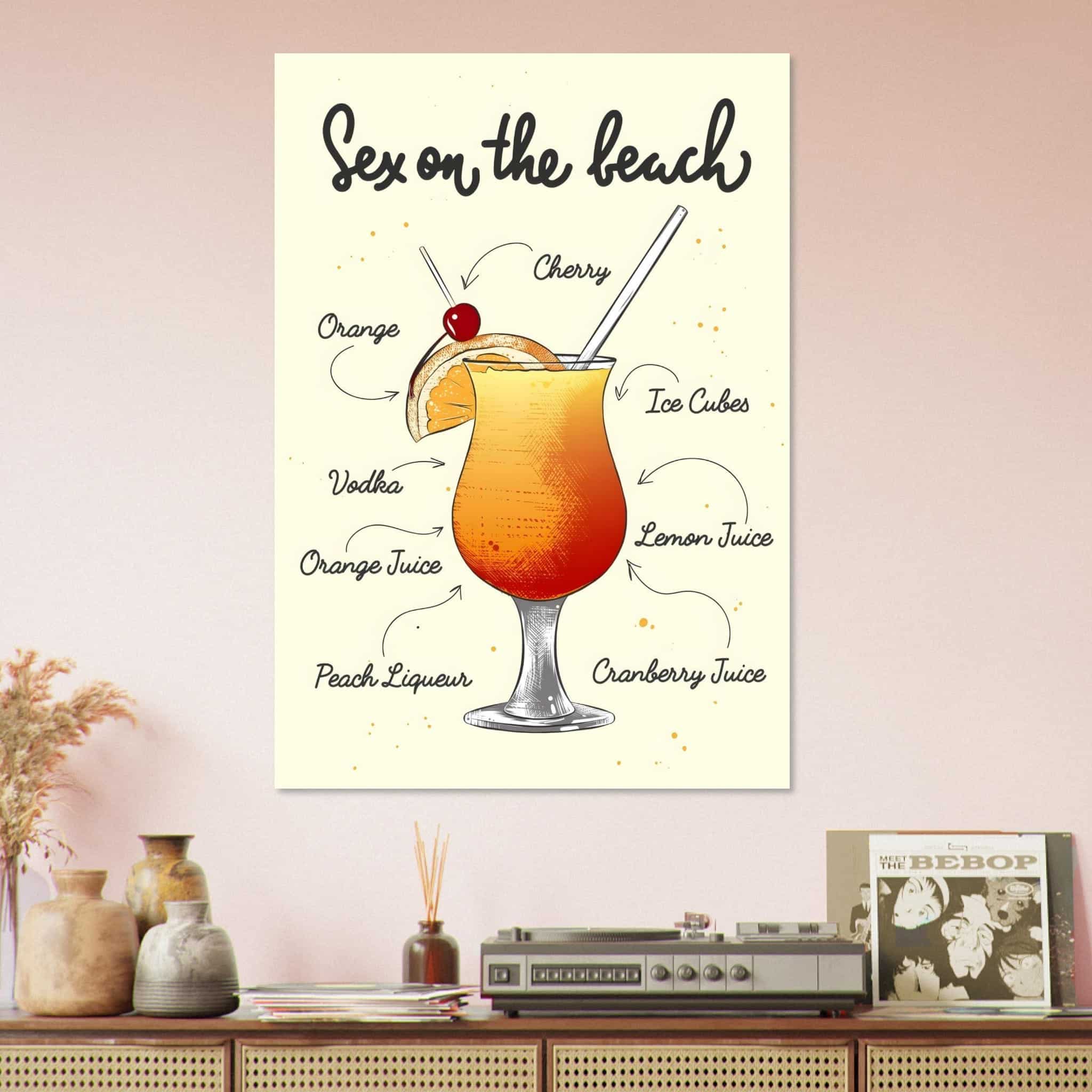 Artfulprints Sex On The Beach cocktail – Illustratie  poster 70x100 cm