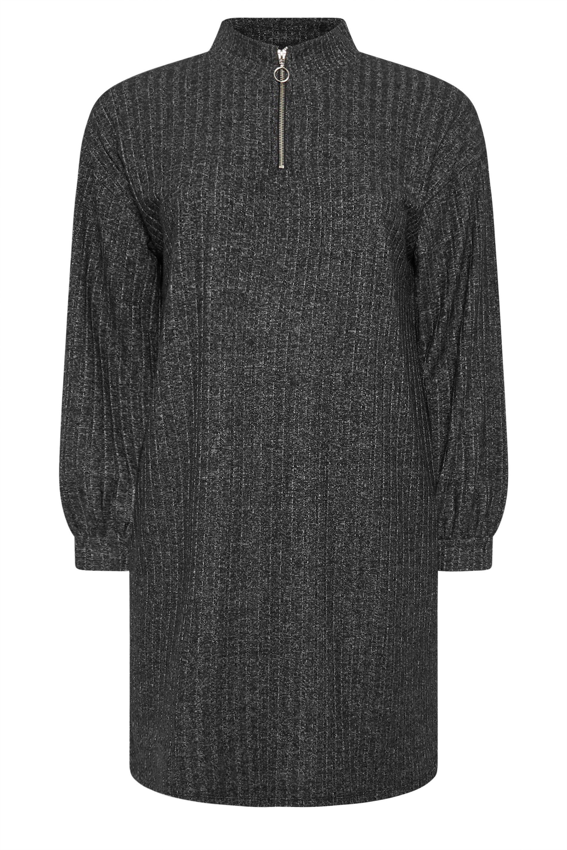 Yours Quarter Zip Knitted Jumper Dress