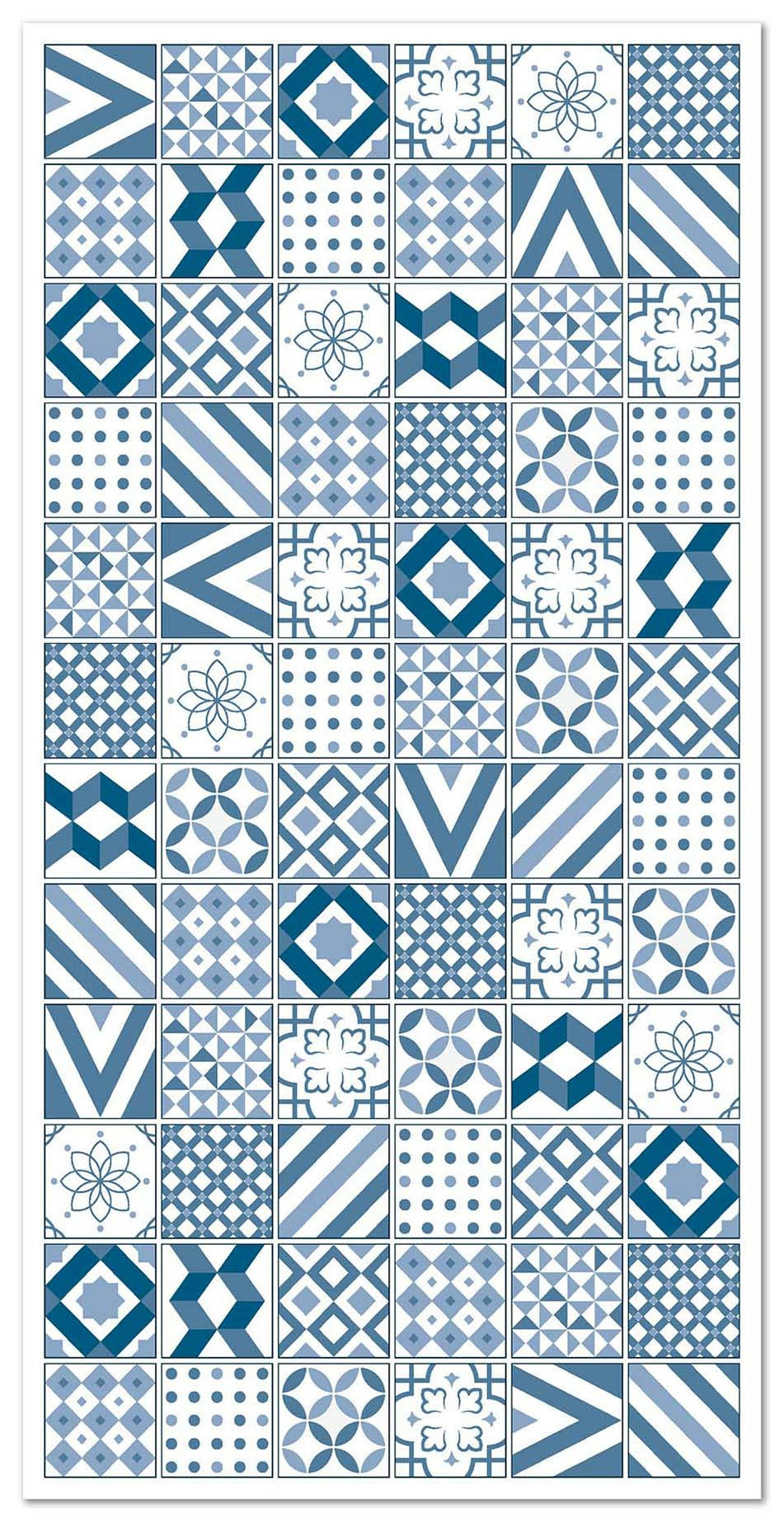 ALFOMBRAS AZULEJOS - Tapis vinyle carreaux ciments love bleu 80x250cm