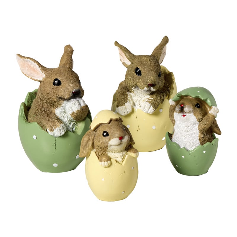 Beeldje paashaas in ei klein - groen - &Oslash;7x10.5 cm