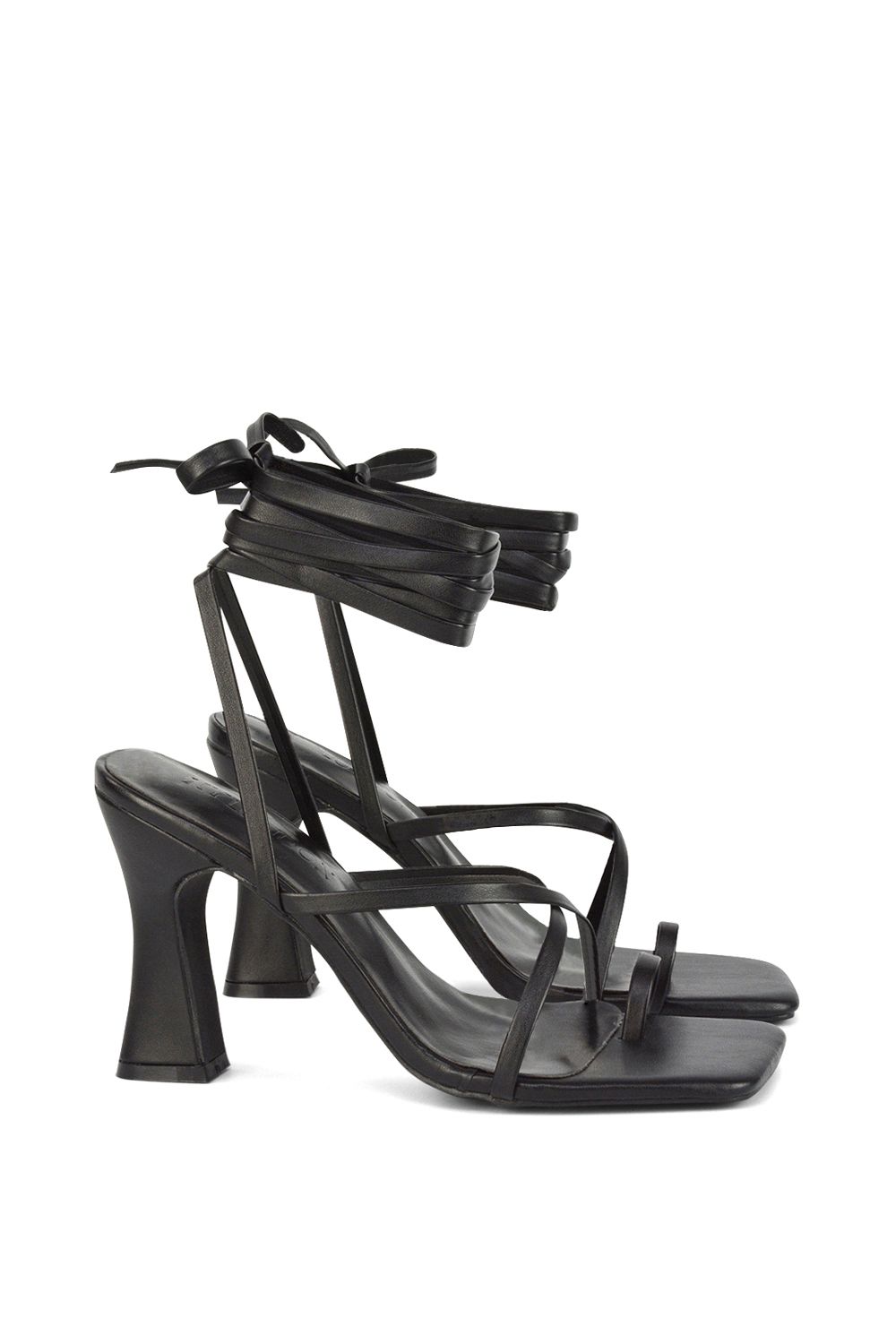 XY London Dylan' Square Toe Lace up Strappy Block High Heel Sandals