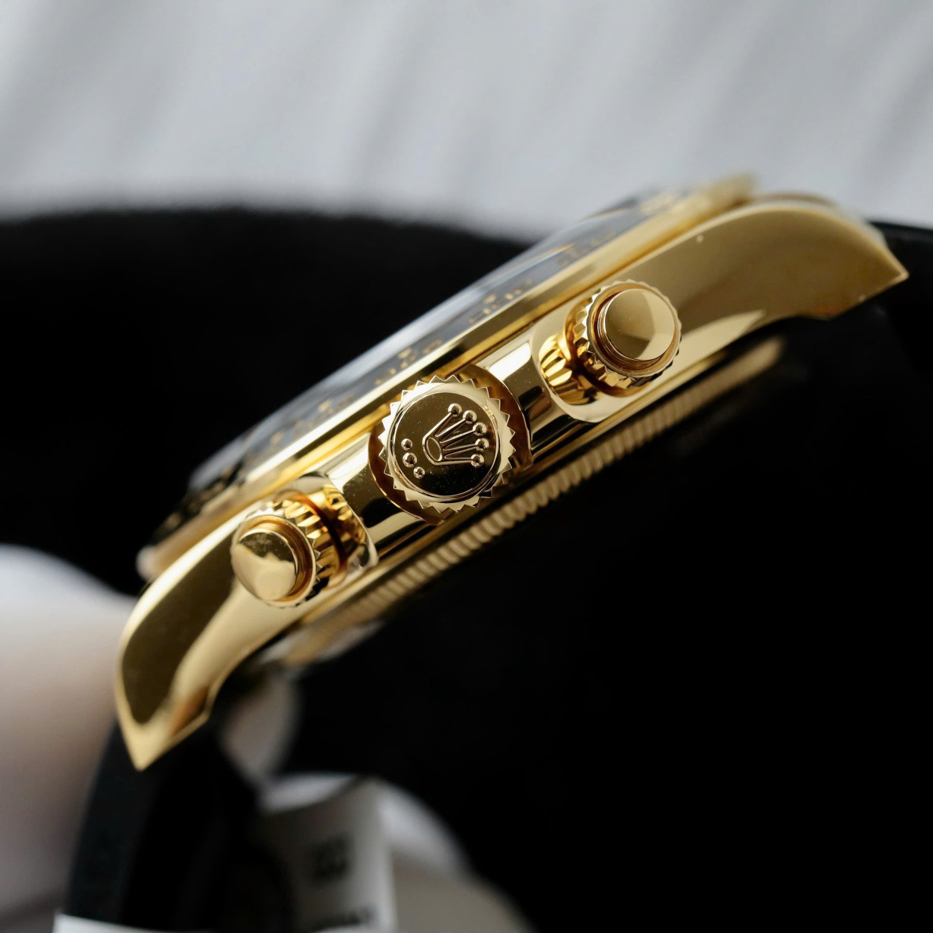 Rolex Daytona YG Plated Black Dial CZ Diamonds 40mm Oysterflex Super Clone