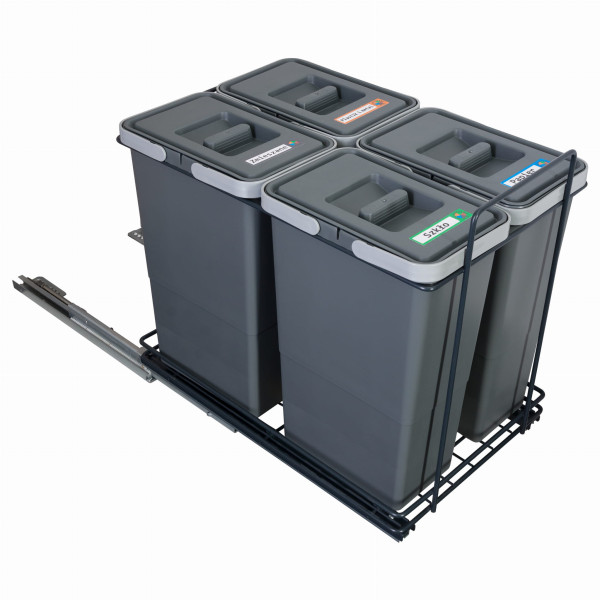 Sortownik śmieci EcoCube ANTRACYT do szafki od 40 cm Cichy domyk4x8 l