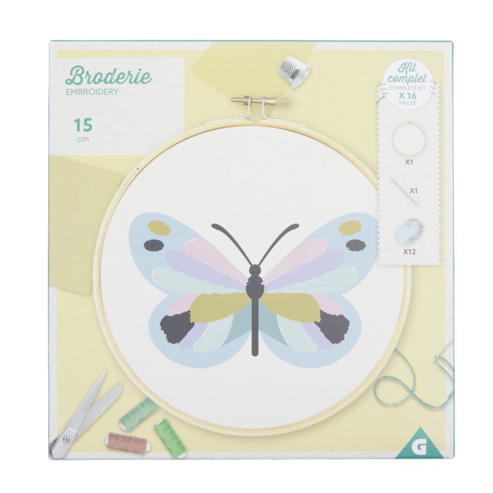 Kit de broderie au fil de coton avec support bois - 3 modèles