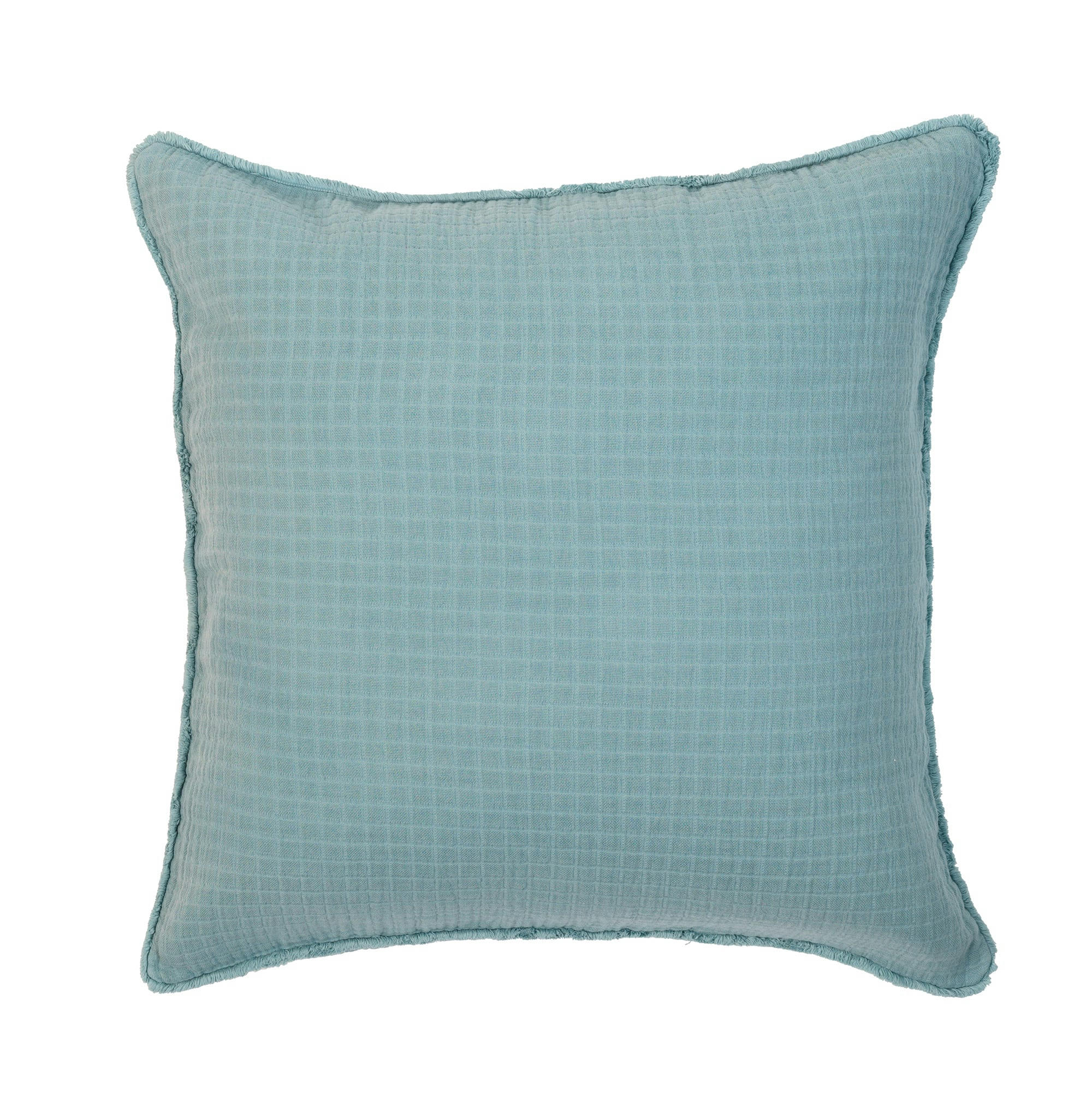 MINORQUE - Housse de coussin gaze de coton bleu minéral 65X65 CM