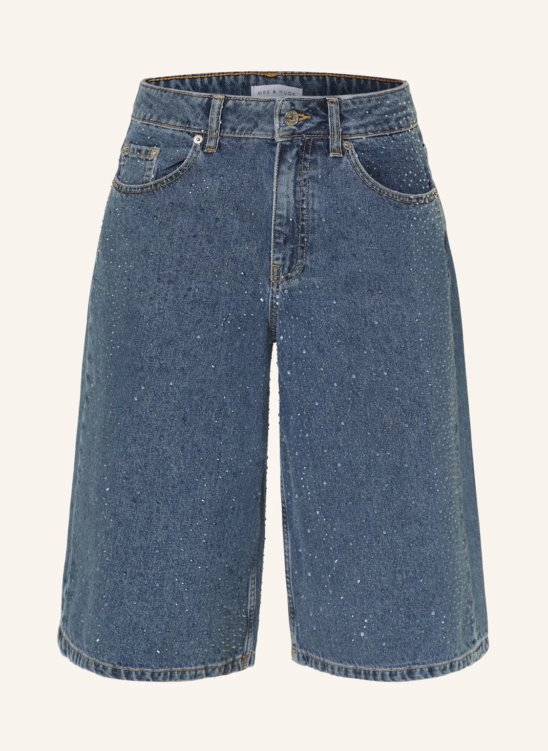 MRS & HUGS Jeans-Bermudas mit Schmucksteinen