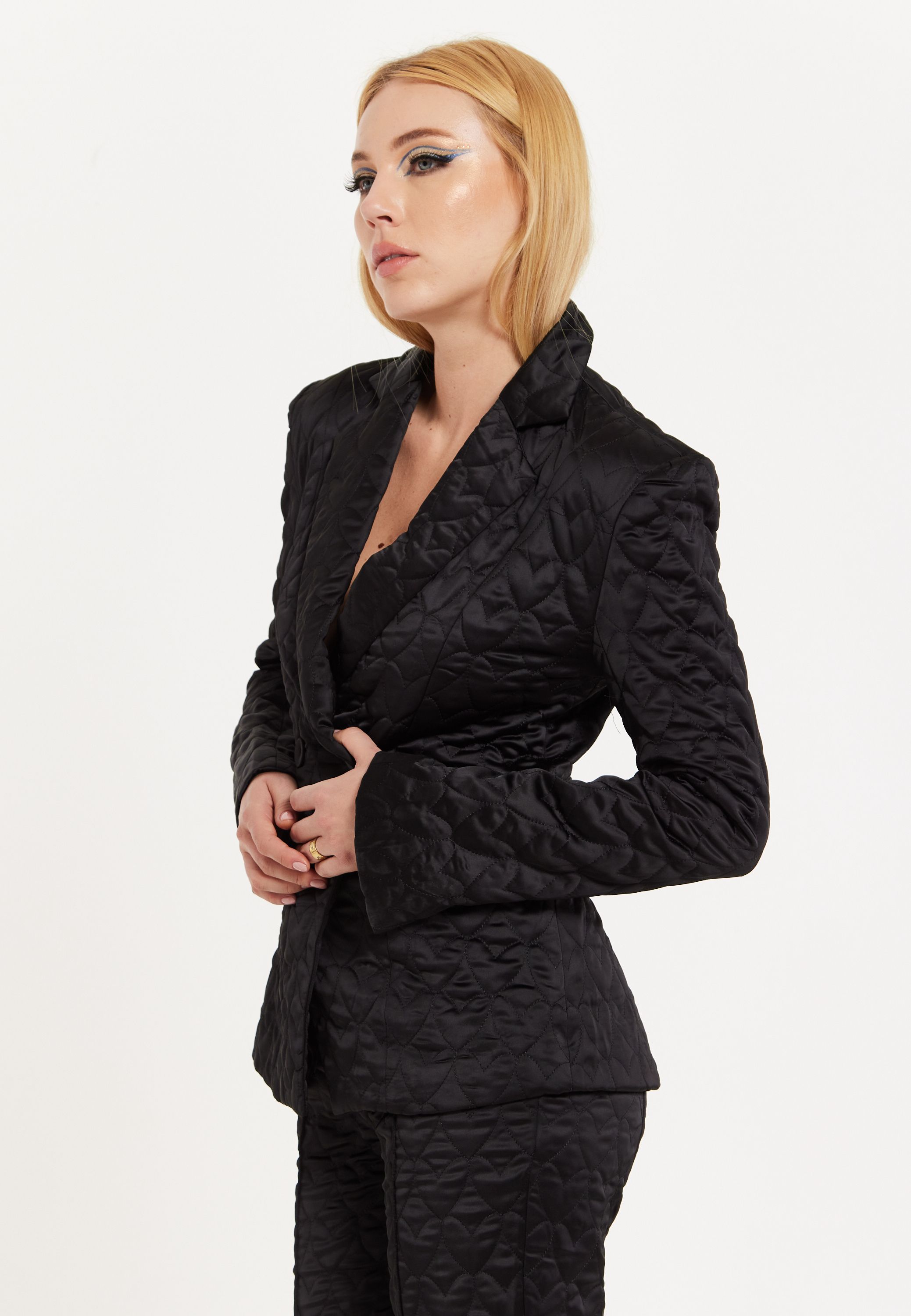 House of Holland Heart Quilted Blazer in Black