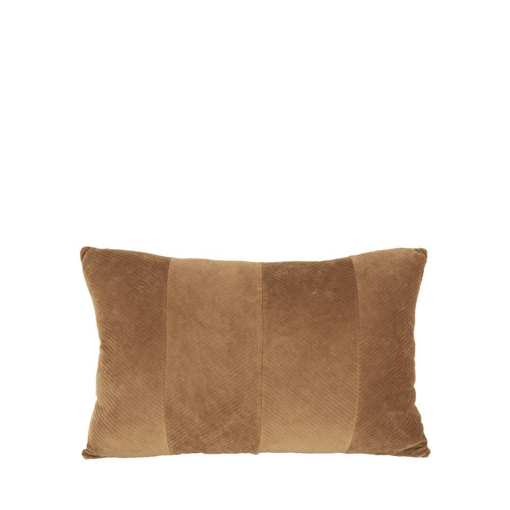 RIBBED - Coussin en velours à motifs chevrons 40x60cm camel
