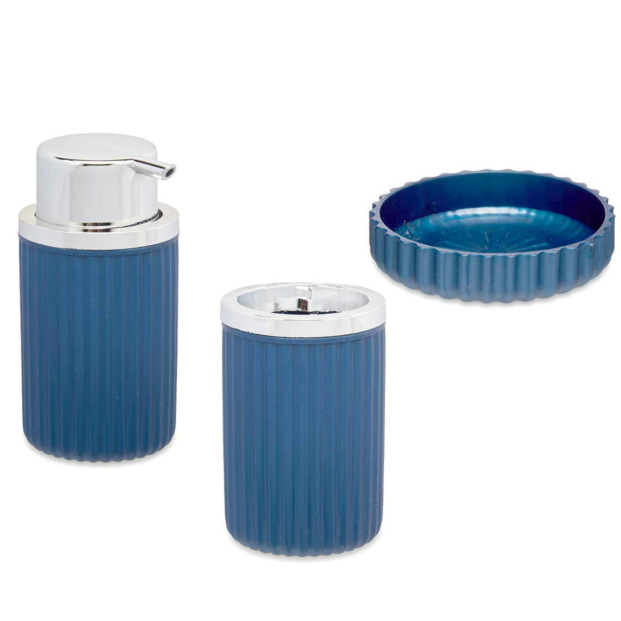 - Set salle de bain plastique bleu - 3 pièces