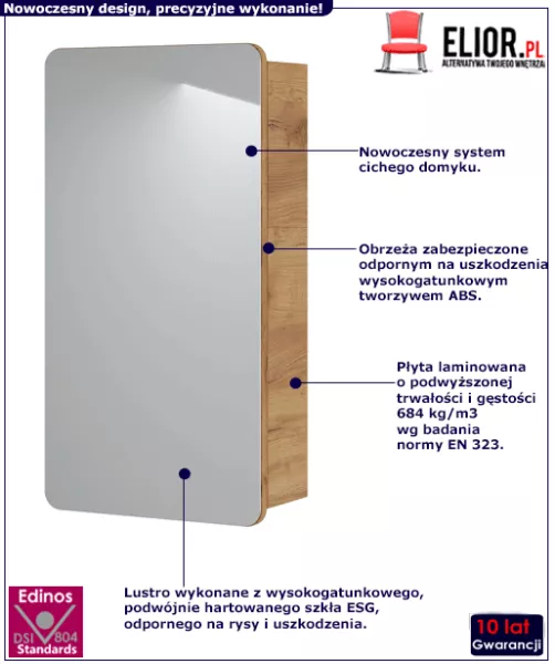 Szafka łazienkowa z lustrem Borneo 12X - dąb craft